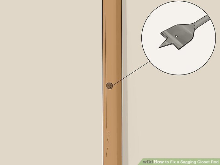 3 Ways to Fix a Sagging Closet Rod - wikiHow Fix a Sagging Closet Rod