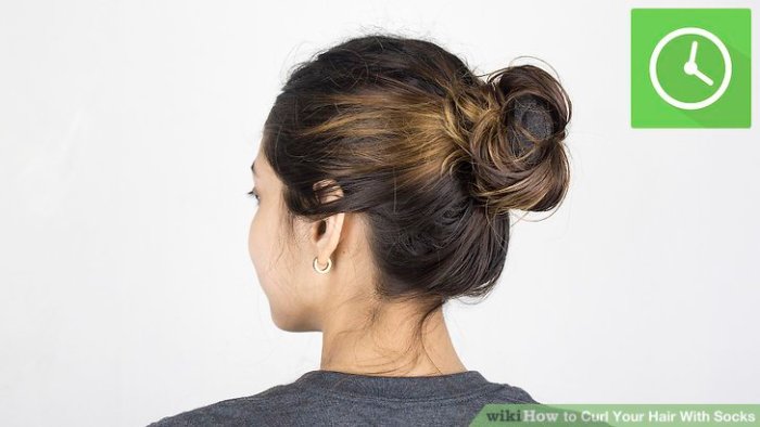 2 Easy Ways to Curl Your Hair With Socks - wikiHow Curl Your Hair With Socks