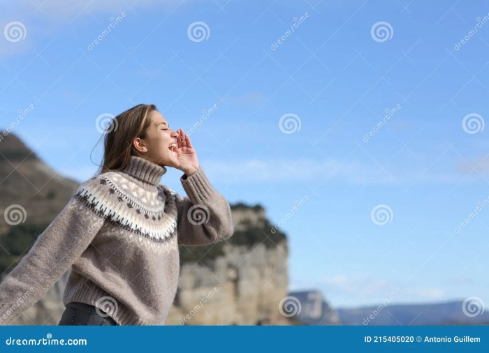 Mountain Shouting Screaming Mountain Peak Stock Photos, Pictures ... Screaming females announce rose mountain share ripe